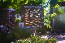 The Remembrance Wall at the Las Vegas Healing Garden in Las Vegas on Tuesday, Sept. 17, 2019. ( ...