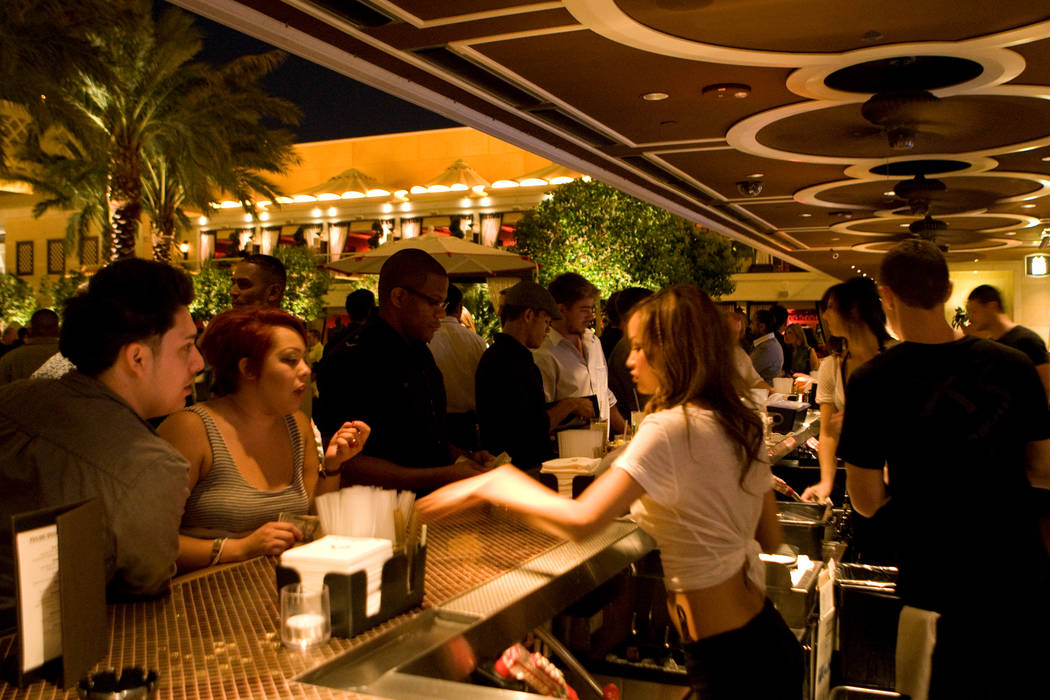 A crowd is shown during an XS Poolside Sunday party at Encore on the Las Vegas Strip. (Las Vega ...