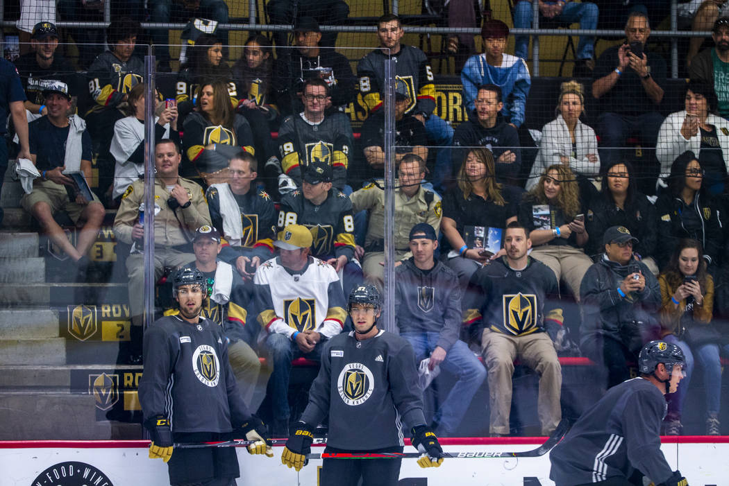 The stands are packed as first responders, Mandalay Bay employees and others affected by Octobe ...