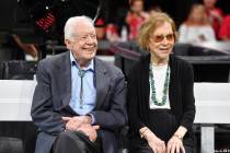 In a Sept. 30, 2018, file photo, former President Jimmy Carter and Rosalynn Carter are seen ahe ...