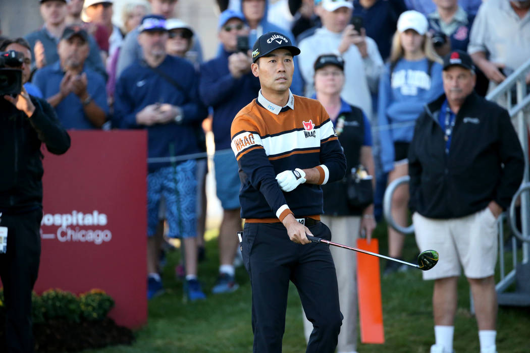 Kevin Na prepares to tee off on the 10th hole during Shriners Hospitals for Children Open at TP ...