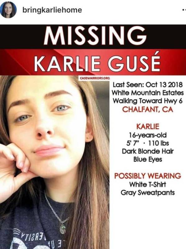 A poster seeking information on the disappearance last October of Karlie Guse.