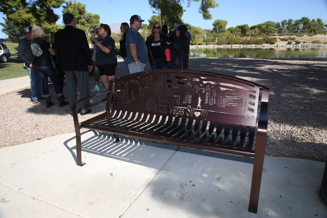 The City of North Las Vegas unveiled a bench in tribute to the 58 victims of the Route 91 Harve ...