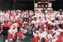 UNLV celebrates its 52-24 victory over Central Michigan in the 1994 Las Vegas Bowl. Photo court ...