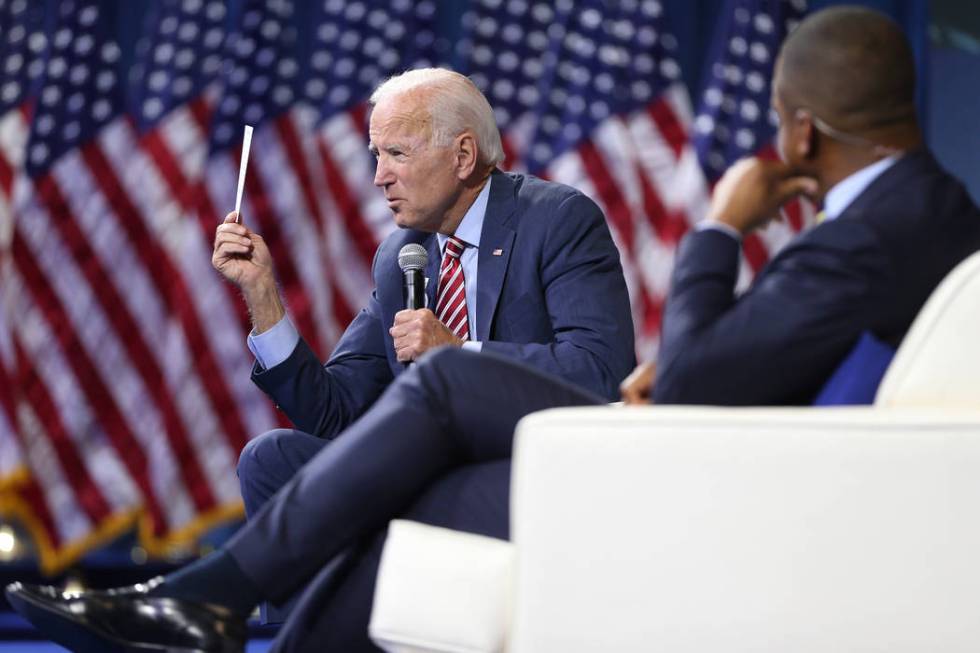 Democratic presidential candidate Joe Biden speaks during the 2020 presidential gun safety foru ...