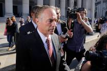 Former U.S. Rep. Chris Collins leaves federal court Tuesday, Oct. 1, 2019, in New York. Collins ...