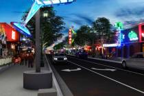 The $15 million road project on Fremont Street in downtown Las Vegas includes relocating the po ...