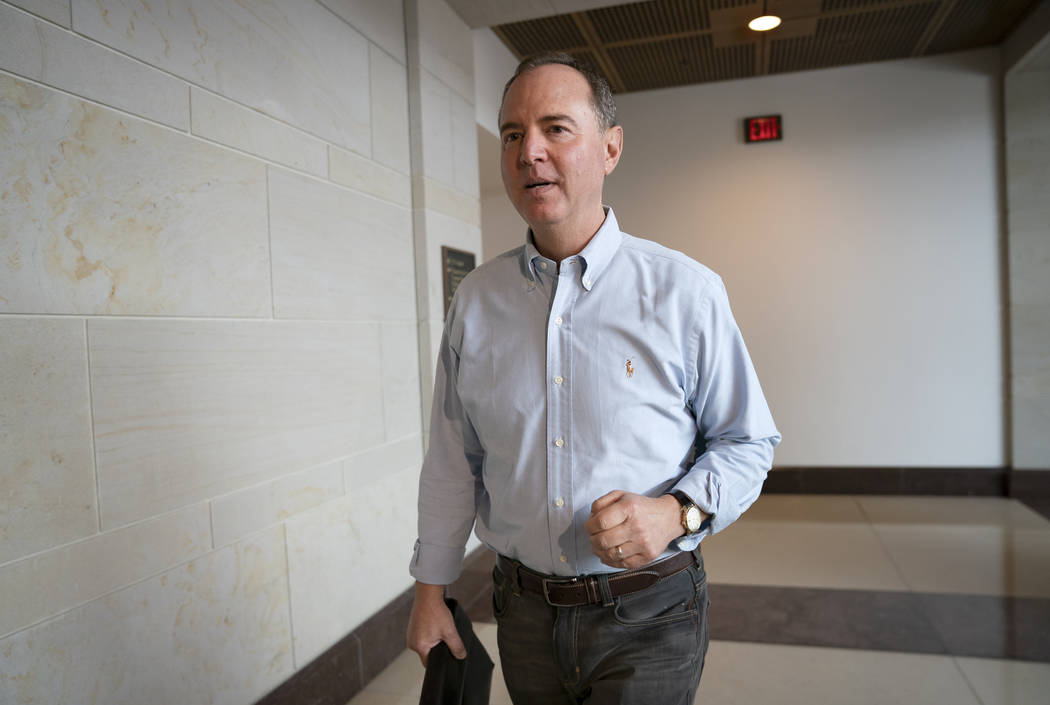 House Intelligence Committee Chairman Adam Schiff, D-Calif., walks to a secure facility in the ...