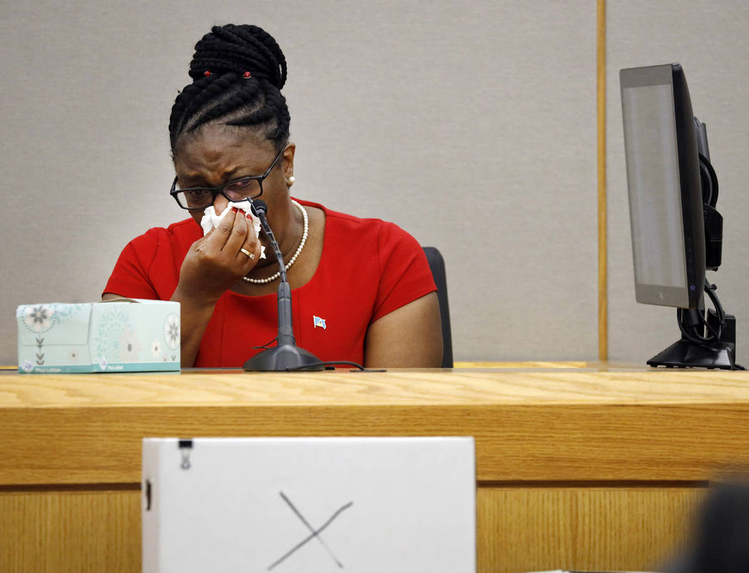 Botham Jean's mother, Allison Jean, cries while speaking about her son during sentencing testim ...