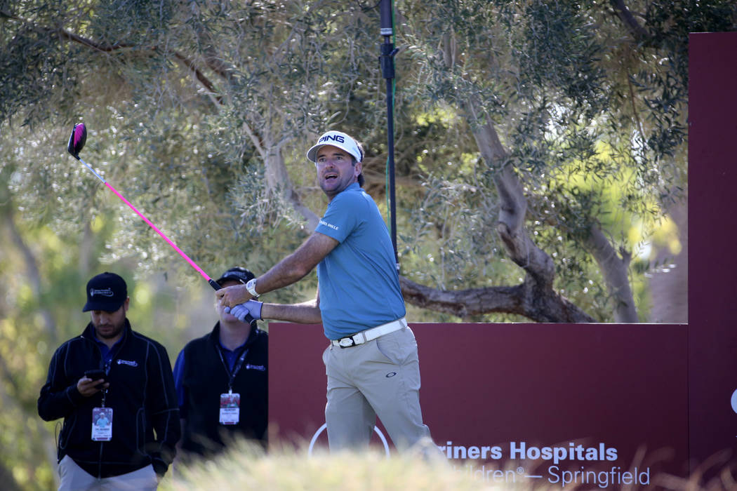 Bubba Watson hits on the ninth tee during the Shriners Hospitals for Children Open Pro-Am at TP ...