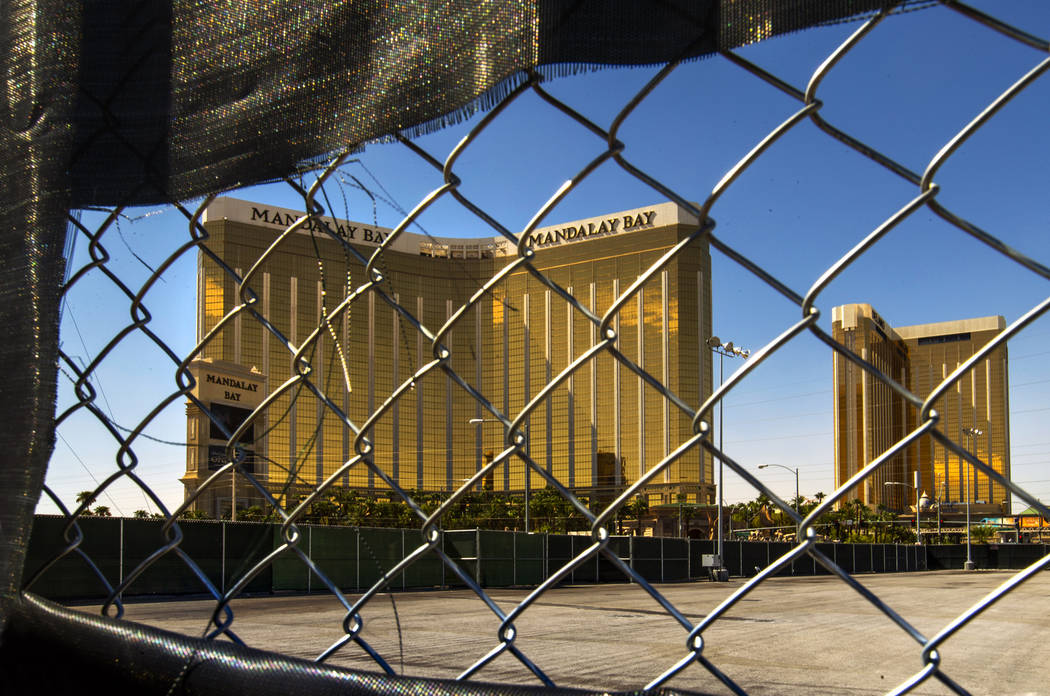 The still-empty Route 91 Harvest festival grounds across the street from the Mandalay Bay nearl ...