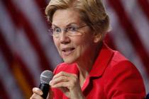 Democratic presidential candidate Sen. Elizabeth Warren, D-Mass., speaks during a gun safety fo ...