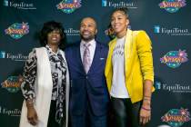 Los Angeles Sparks executive vice president and general manager Penny Toler, left, newly named ...