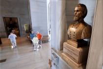 A bust of Nathan Bedford Forrest is displayed in the Tennessee State Capitol Thursday, Aug. 17, ...