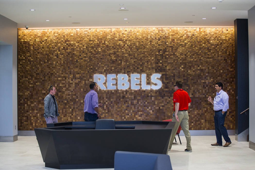 A view of the lobby of the Fertitta Football Complex at UNLV in Las Vegas on Thursday, Oct. 3, ...