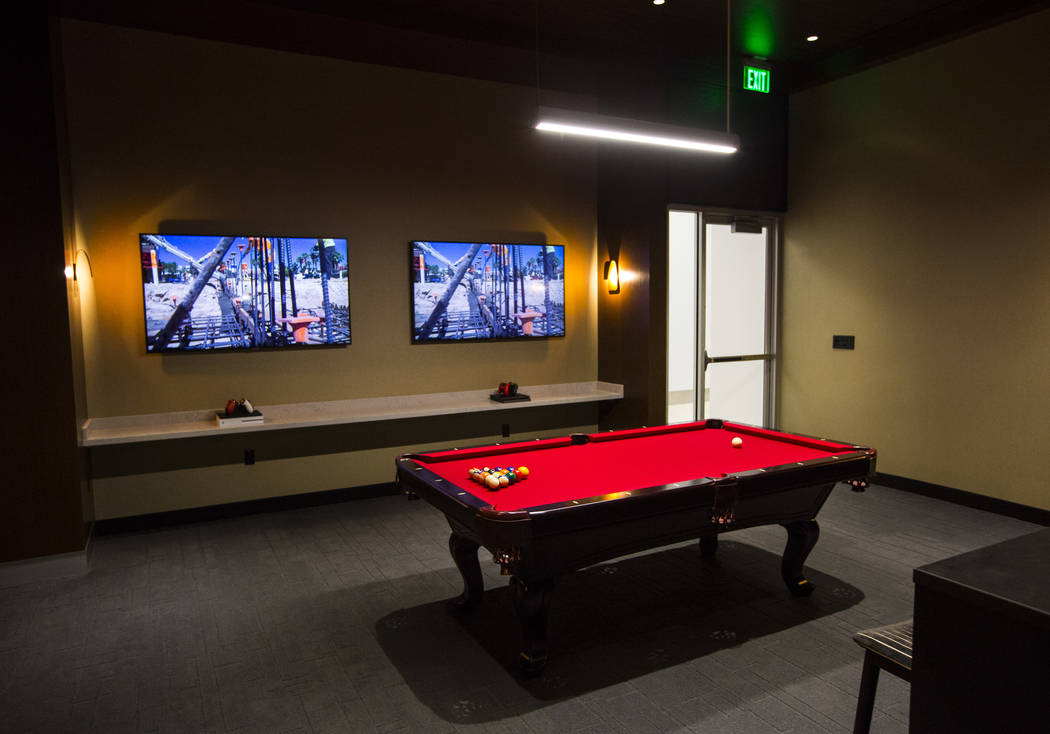 The players club lounge area is seen during a tour of the Fertitta Football Complex following t ...