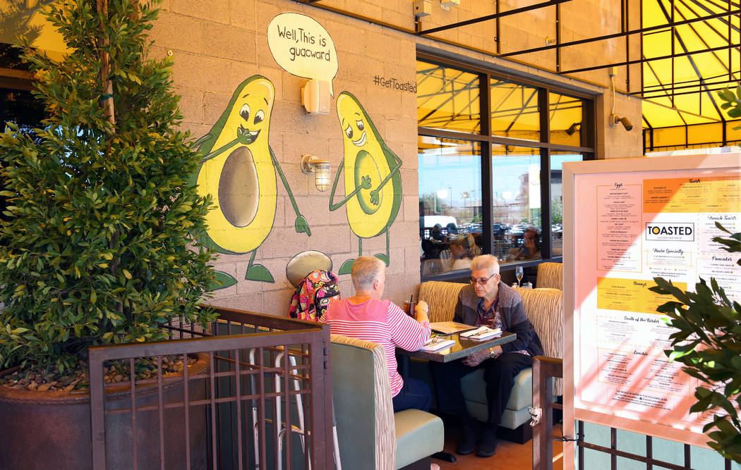 Patrons eat at Toasted Gastrobrunch at 9516 W. Flamingo Road on Thursday, Oct. 3, 2019, in Las ...