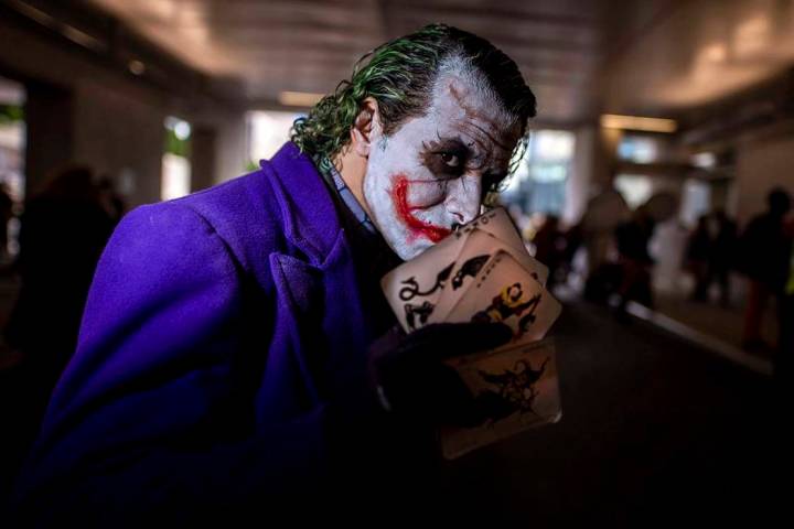 An attendee dressed as the Joker poses during New York Comic Con at the Jacob K. Javits Convent ...