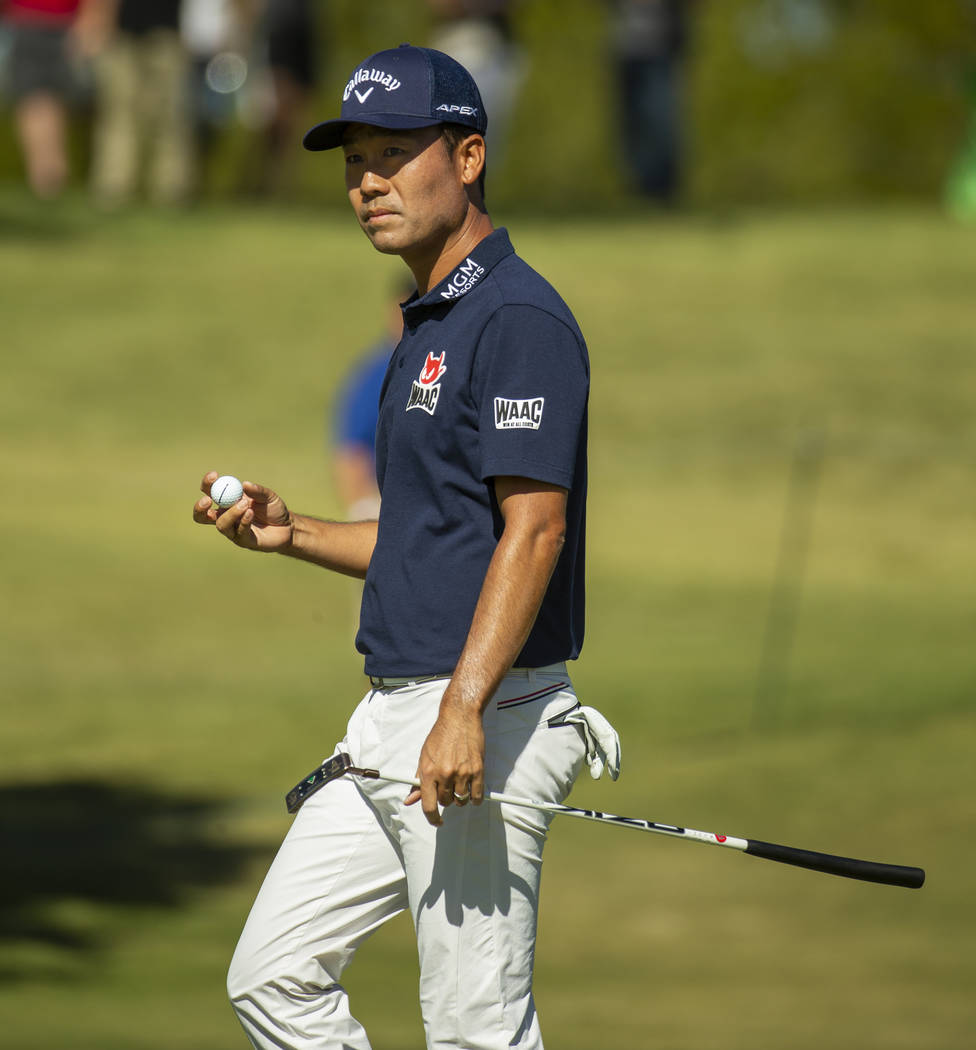 Kevin Na eyes the green on hole 8 during the third round of Shriners Hospitals for Children Ope ...