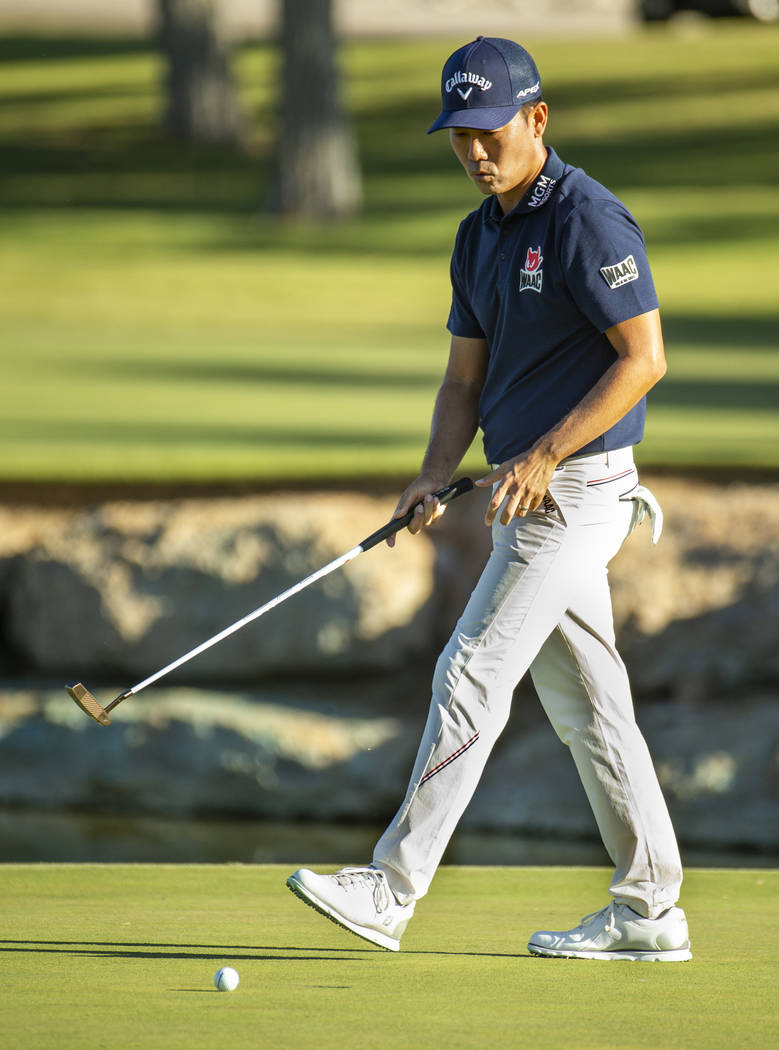 Kevin Na just misses a putt on hole 16 during the third round of Shriners Hospitals for Childre ...