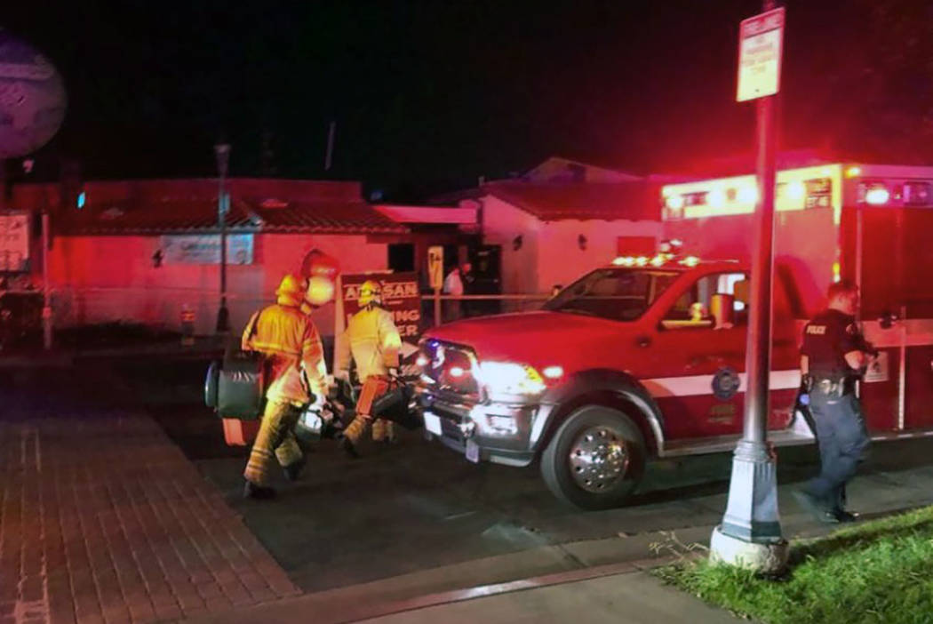 Emergency personnel respond to utility pole explosions where multiple people were injured at th ...