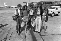 In this Aug. 20, 1967 file photo, members of the rock group Cream depart from Heathrow Airport ...