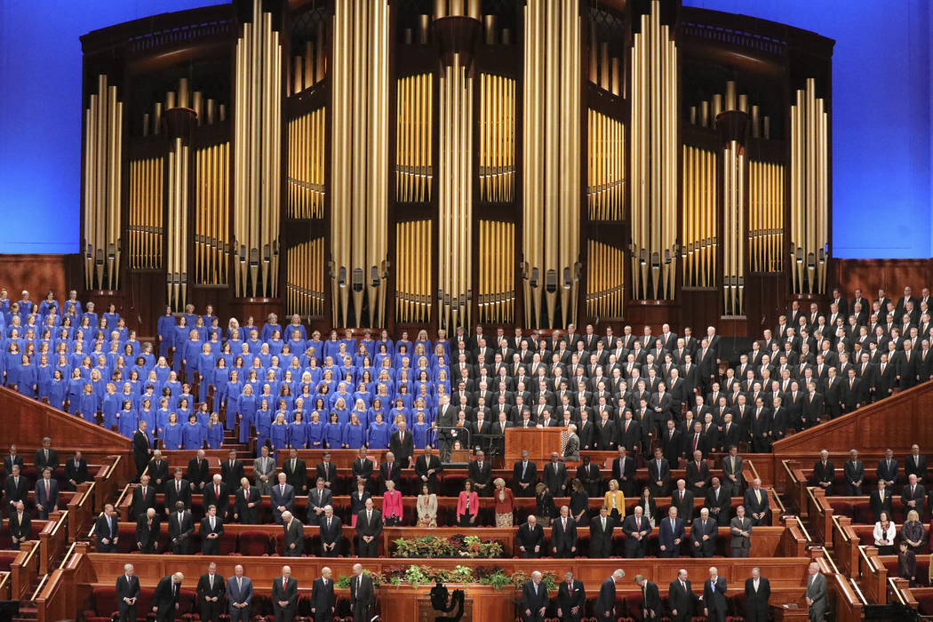 The Tabernacle Choir at Temple Square perform during The Church of Jesus Christ of Latter-day S ...