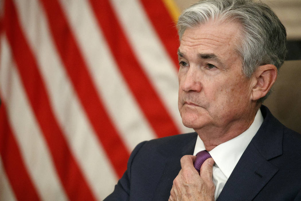 Federal Reserve Chairman Jerome Powell attends a panel at the Federal Reserve Board Building, F ...
