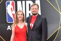 Daryl Morey, general manager of the Houston Rockets, right, and Ellen Morey arrive at the NBA A ...