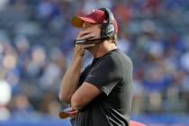 FILE - In this Sept. 29, 2019, file photo, Washington Redskins head coach Jay Gruden watches th ...