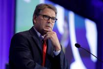 In a Sept. 6, 2019, file photo, Energy Secretary Rick Perry speaks at the California GOP fall c ...