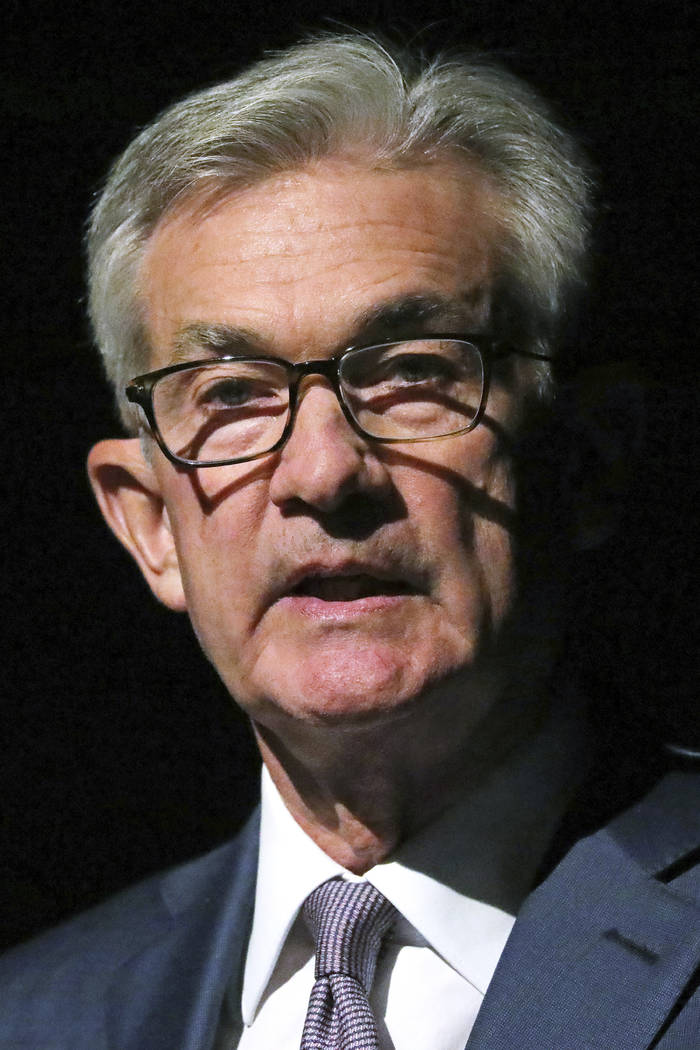 Federal Reserve Chairman Jerome Powell speaks Monday, Oct. 7, 2019, in Salt Lake City, before t ...