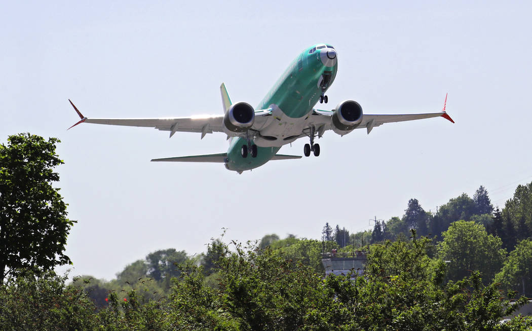 FILE - In this May 8, 2019, file photo a Boeing 737 MAX 8 jetliner being built for Turkish Airl ...