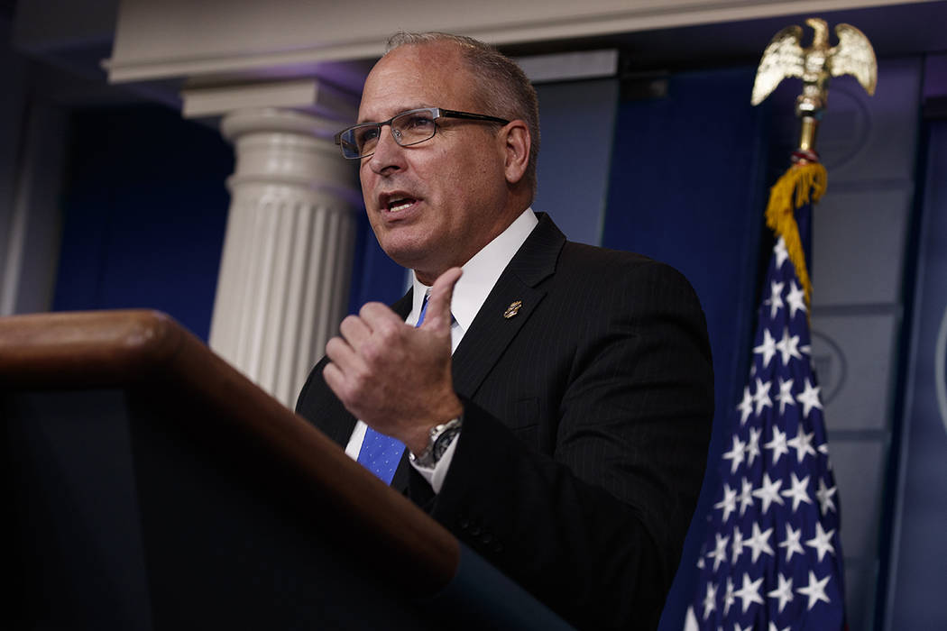 Acting Commissioner of Customs and Border Protection Mark Morgan speaks during a briefing at th ...