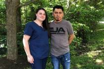 In a photo taken June 21, 2019, Alyse Sanchez and her husband, Elmer Sanchez, pose for The Asso ...
