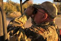 Though he didn’t have a tag himself, Jerry Swanson of Logandale provides glassing support for ...