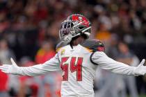 Tampa Bay Buccaneers outside linebacker Lavonte David (54) reacts between plays in the first ha ...