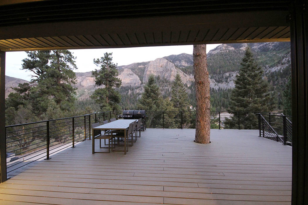 The deck has views of the Humboldt-Toiyabe National Forest. (Mount Charleston Realty Inc.)