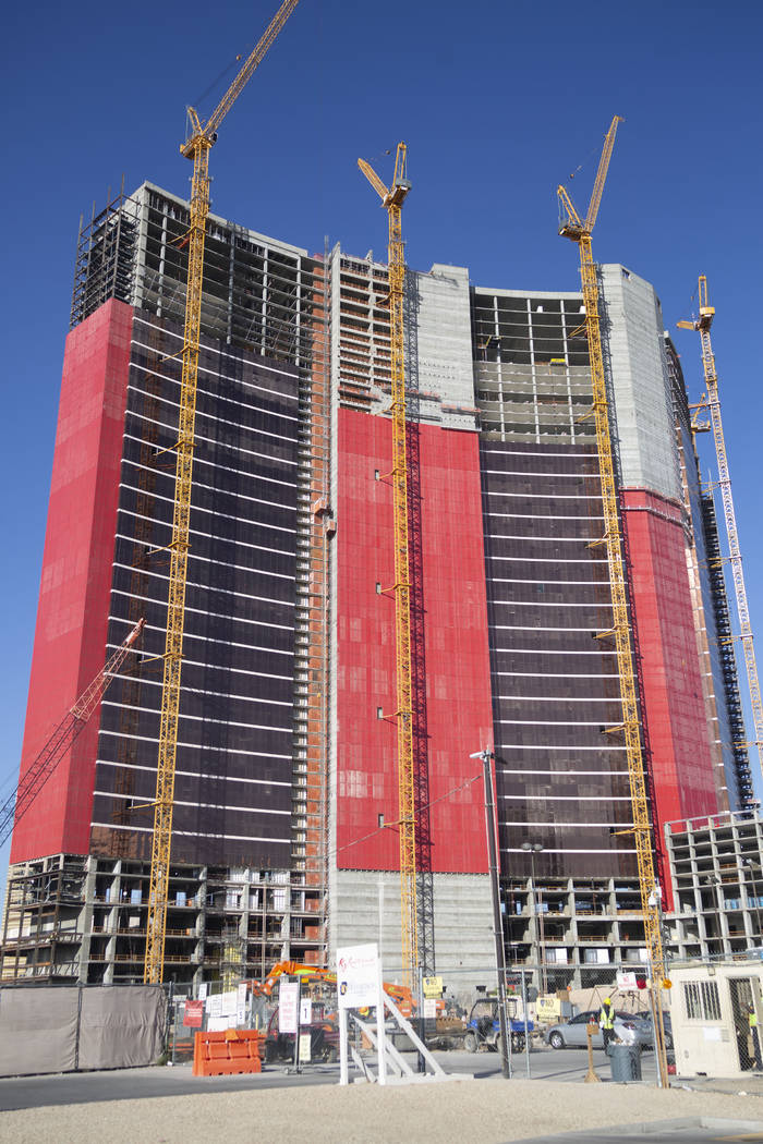 Construction continues on Resorts World Las Vegas, Aug. 29, 2019 in Las Vegas. (Elizabeth Page ...