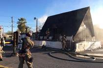 Las Vegas Fire Department crews put out a fire at a vacant restaurant at 1755 E. Charleston Blv ...
