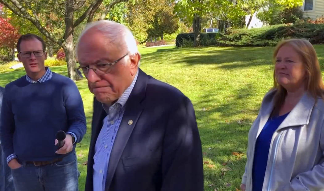 In this image taken from video, Democratic presidential candidate Sen. Bernie Sanders, I-Vt., s ...