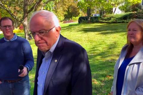In this image taken from video, Democratic presidential candidate Sen. Bernie Sanders, I-Vt., s ...