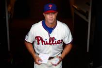 Philadelphia Phillies manager Gabe Kapler walks to the dugout before a baseball game against th ...