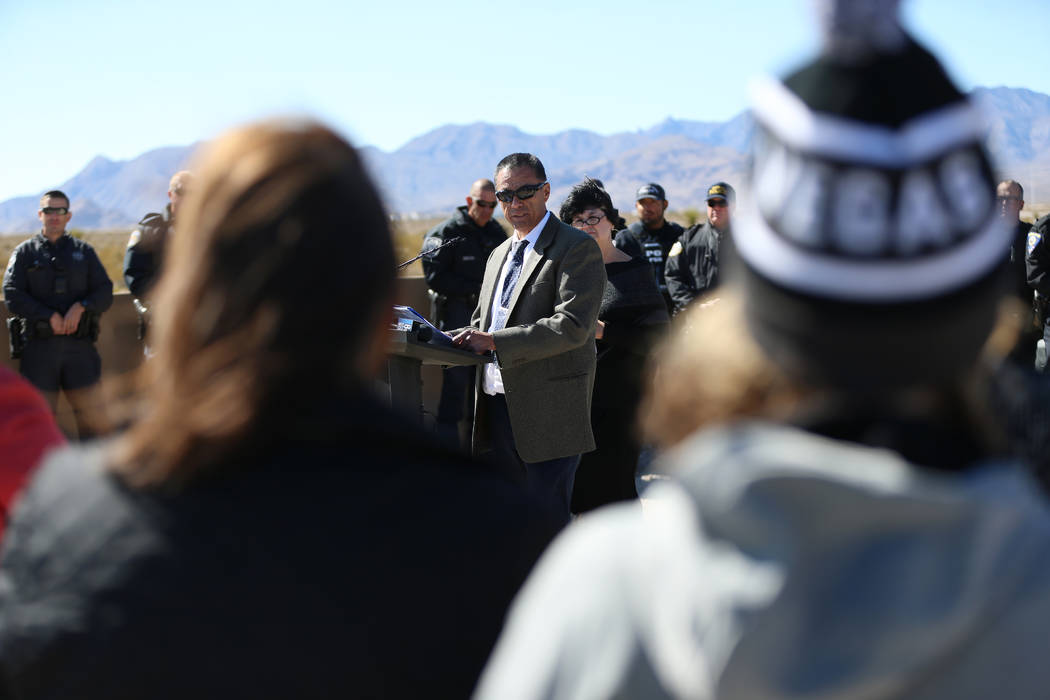 Mario Gomez, assistant district engineer for the Nevada Department of Transportation, speaks du ...