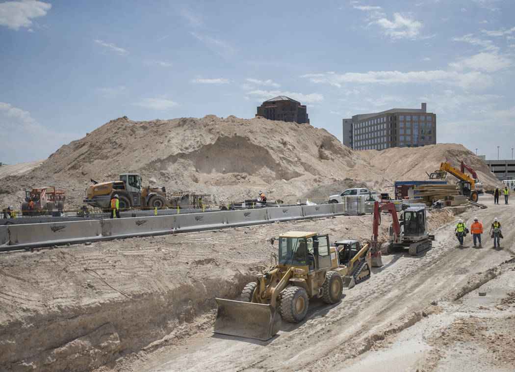 Construction continues on the MSG Sphere at The Venetian on Tuesday, July 23, 2019, in Las Vega ...