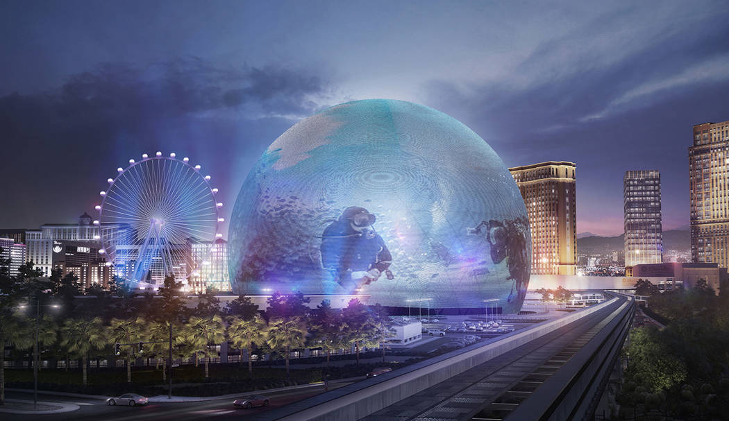 An exterior rendering of MSG Sphere at The Venetian. The state-of-the-art venue, which will be ...