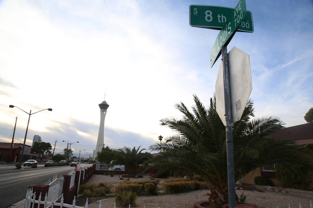 The intersection of South Eighth Street and St. Louis Avenue in Las Vegas, near the home at 705 ...