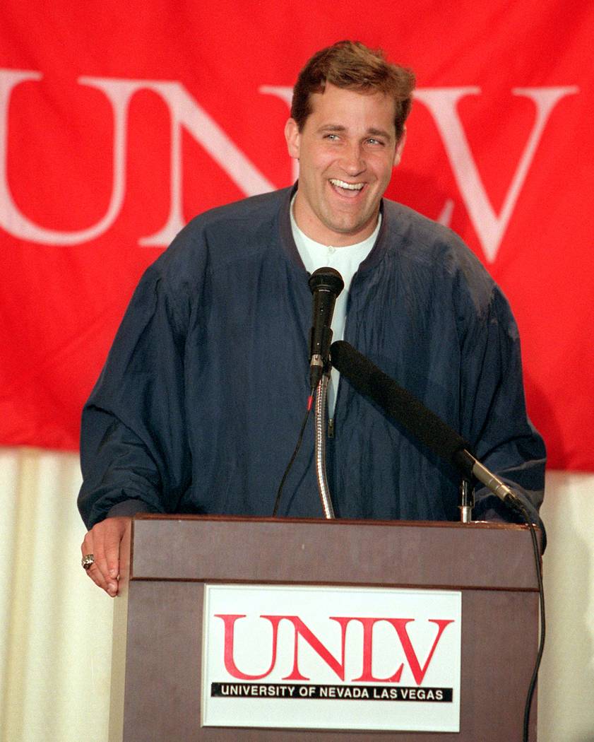 UNLV Basketball Coach Bill Bayno announces UNLV basketball signings on April 4, 1996 at the Tho ...