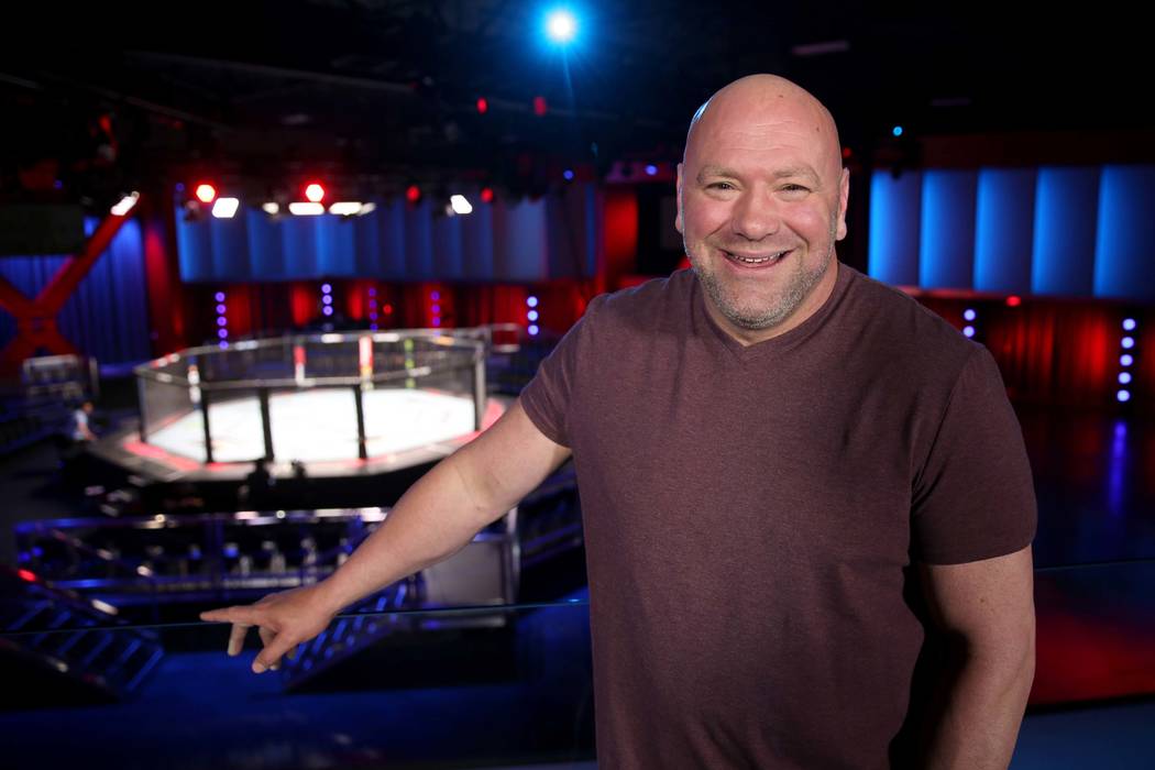 Ultimate Fighting Championship President Dana White in the VIP area overlooking the arena durin ...