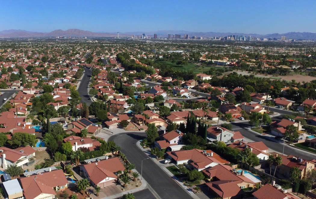 Single family houses are seen in Summerlin on Friday, Oct. 11, 2019. (Bizuayehu Tesfaye/Las Veg ...